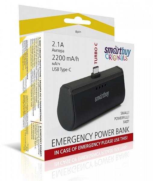Внешний аккумулятор (Power bank) SmartBuy TURBO C, 2.1A, черный