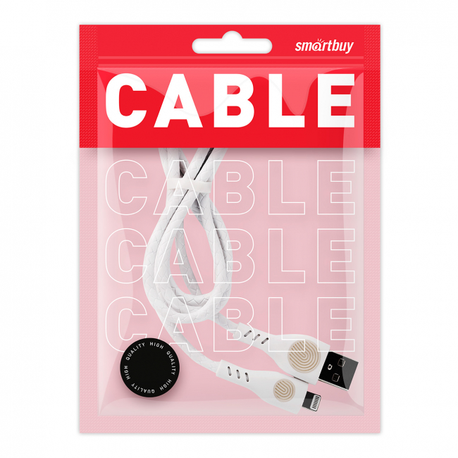 Дата-кабель FINGERPRINT, 8pin, белый, Smartbuy Дата-кабель FINGERPRINT, 8pin, белый, Smartbuy
