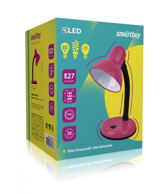 Светодиодный наст. светильник (LED) Е27 Pink, Smartbuy Светодиодный наст. светильник (LED) Е27 Pink, Smartbuy