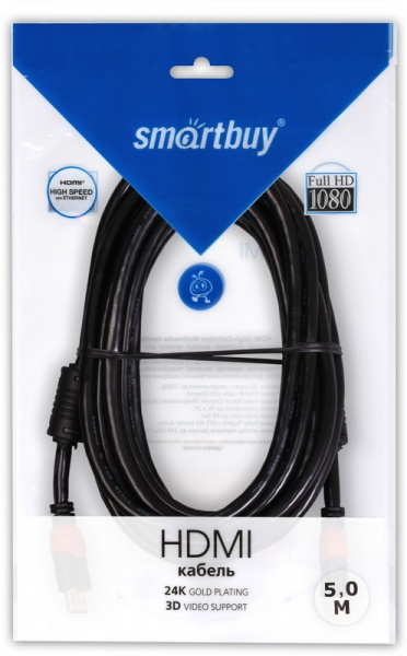 HDMI to HDMI 3,0 м, ver.2.0 A-M/A-M, 2 фильтра, кабель Smartbuy