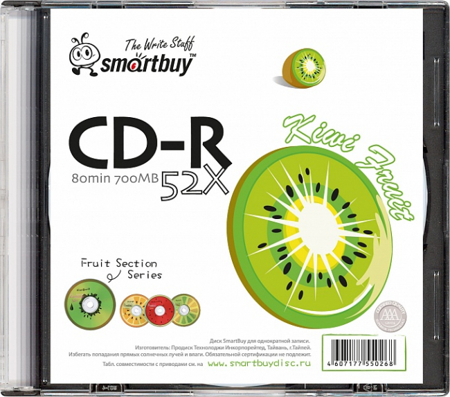 Диск Smartbuy CD-R 80min 52x Fresh-Kiwifruit Диск Smartbuy CD-R 80min 52x Fresh-Kiwifruit
