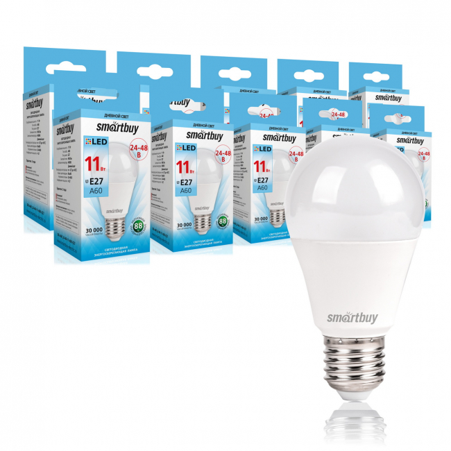 Светодиодная (LED) Лампа Smartbuy-A60_24-48В-11W/4000/E27 Светодиодная (LED) Лампа Smartbuy-A60_24-48В-11W/4000/E27