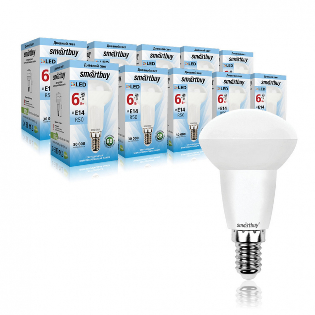 Светодиодная (LED) Лампа Smartbuy-R50-06W/4000/E14