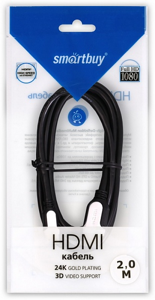 HDMI to mini HDMI 2,0 м, ver. 1.4b A-M/C-M, кабель Smartbuy HDMI to mini HDMI 2,0 м, ver. 1.4b A-M/C-M, кабель Smartbuy