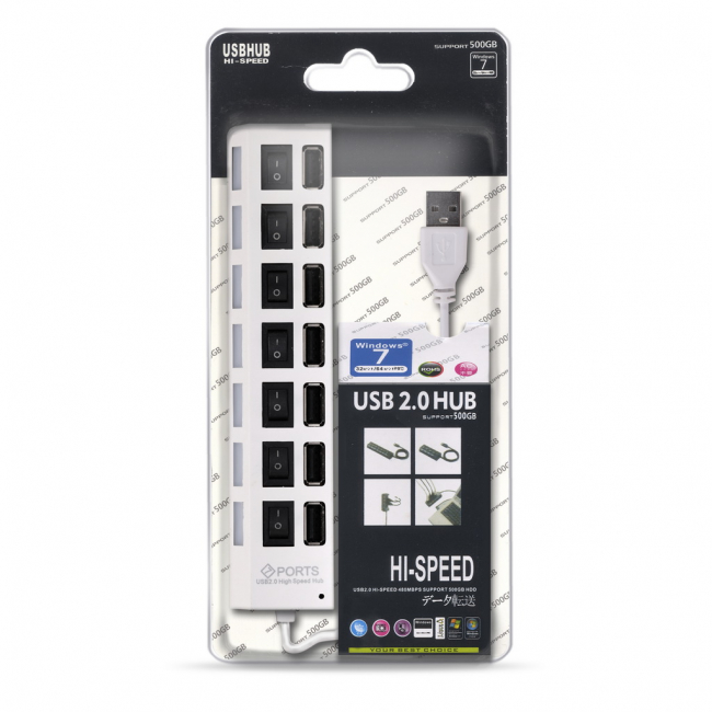 USB 2.0 хaб с выключателем 7207-W, 7 портов белый, Smartbuy USB 2.0 хaб с выключателем 7207-W, 7 портов белый, Smartbuy