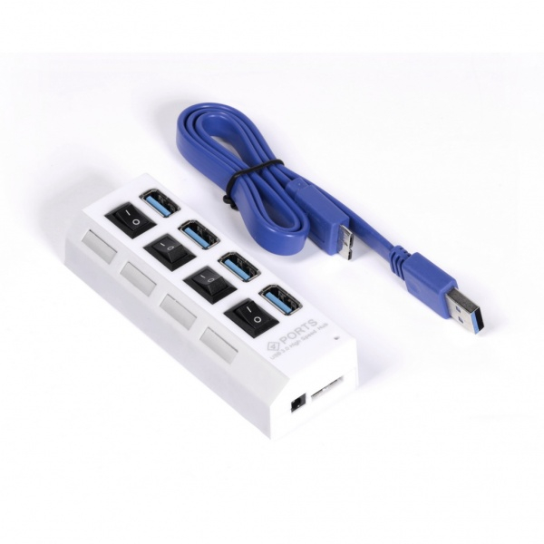 USB 3.0 хaб с выключателем 7304-W, 4 порта белый, Smartbuy USB 3.0 хaб с выключателем 7304-W, 4 порта белый, Smartbuy