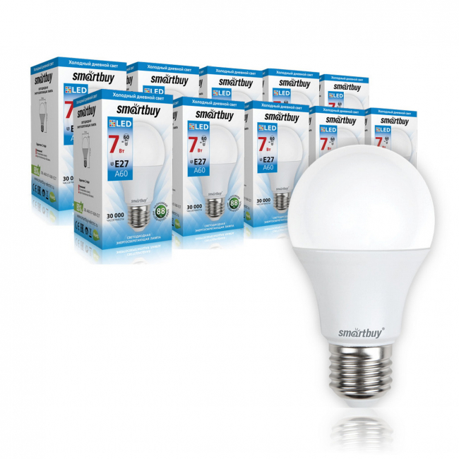 Светодиодная (LED) Лампа Smartbuy-A60-07W/6000/E27 Светодиодная (LED) Лампа Smartbuy-A60-07W/6000/E27