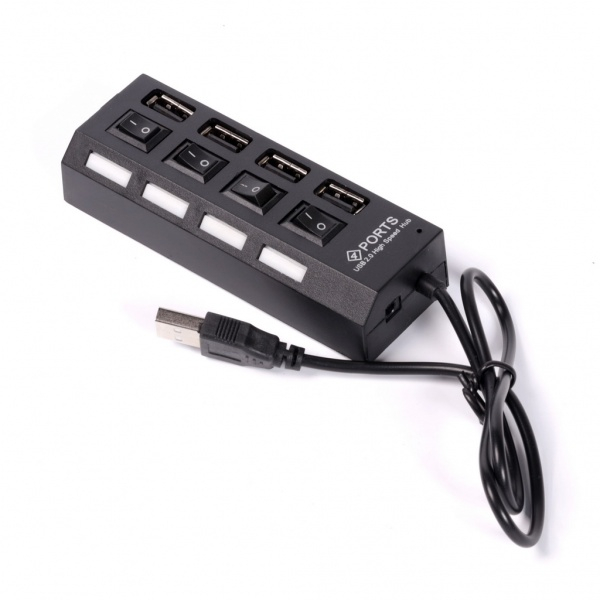 USB 2,0 хaб с выключателем 7204-B, 4 порта черный, Smartbuy USB 2,0 хaб с выключателем 7204-B, 4 порта черный, Smartbuy