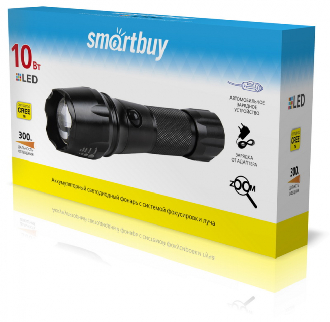 Аккумуляторный светодиодный фонарь CREE XML T6 10Вт, с системой фокусировки луча, черный Аккумуляторный светодиодный фонарь CREE XML T6 10Вт, с системой фокусировки луча, черный