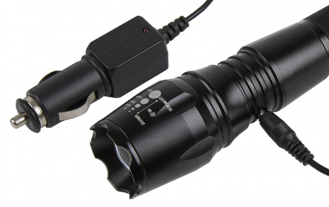 Аккумуляторный светодиодный фонарь CREE XML T6 10Вт, с системой фокусировки луча, черный Аккумуляторный светодиодный фонарь CREE XML T6 10Вт, с системой фокусировки луча, черный