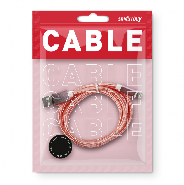 USB - 8-pin для Apple, 1 м, красный, нейлоновый, дата-кабель Smartbuy