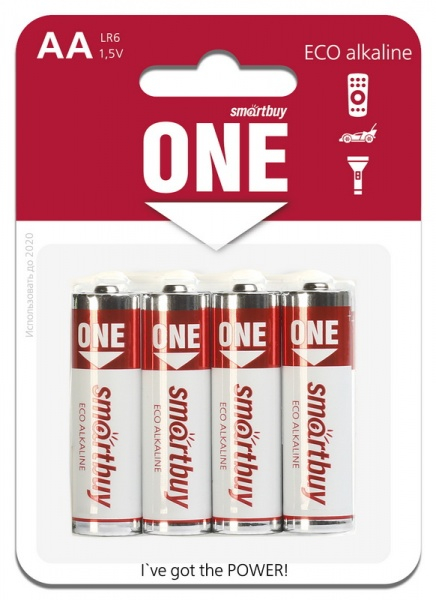 Алкалиновая батарейка ONE LR6/4B, Smartbuy Алкалиновая батарейка ONE LR6/4B, Smartbuy