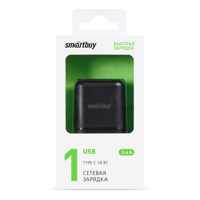 Сетевой адаптер, 3.6А быстрая зарядка 1 порт Smartbuy Сетевой адаптер, 3.6А быстрая зарядка 1 порт Smartbuy