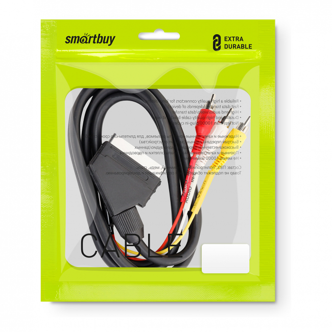 SCART - 3 RCA (M) 1,8 м, кабель соединительный Smartbuy SCART - 3 RCA (M) 1,8 м, кабель соединительный Smartbuy