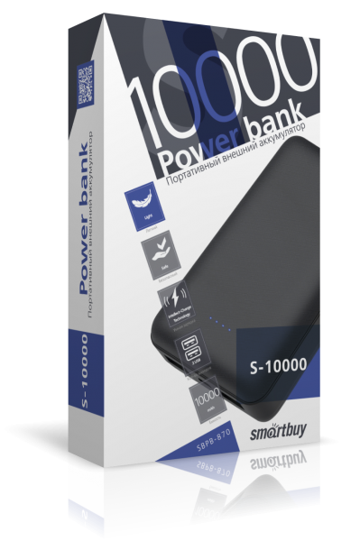 Внешний аккумулятор (Power bank) SmartBuy S-10000, черный Внешний аккумулятор (Power bank) SmartBuy S-10000, черный