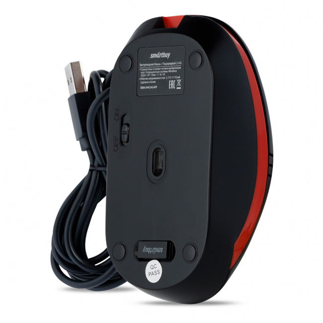 Мышь беспроводная с зарядкой от USB Smartbuy ONE 344CAG черно-красная Мышь беспроводная с зарядкой от USB Smartbuy ONE 344CAG черно-красная
