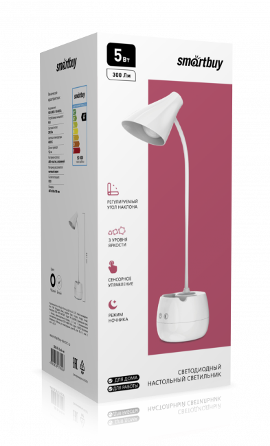 Светодиодный настольный светильник, 5 Вт, белый (LED), Smartbuy Светодиодный настольный светильник, 5 Вт, белый (LED), Smartbuy