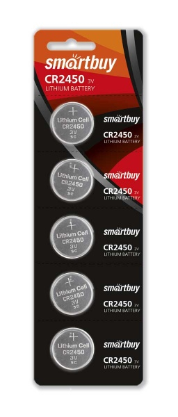 Литиевый элемент питания CR2450/5B, Smartbuy Литиевый элемент питания CR2450/5B, Smartbuy