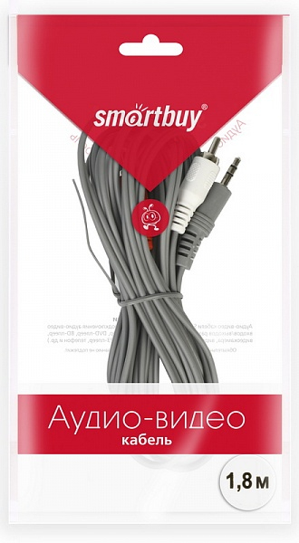 3.5 Jack (M) - 2xRCA (M) 1,8 м, стерео, аудио, кабель соединительный Smartbuy 3.5 Jack (M) - 2xRCA (M) 1,8 м, стерео, аудио, кабель соединительный Smartbuy