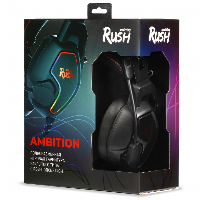Игровая гарнитура RUSH AMBITION, Smartbuy черно-красная Игровая гарнитура RUSH AMBITION, Smartbuy черно-красная