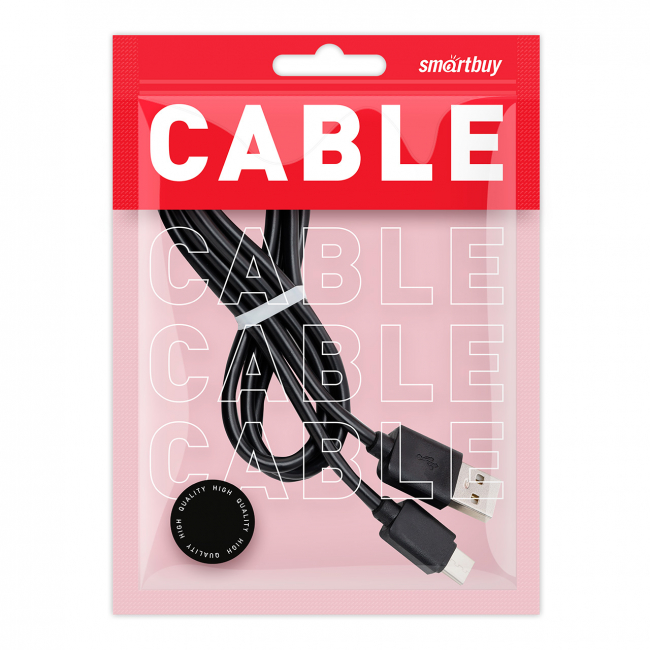 USB 2.0 - USB TYPE C, 1 м, черный, дата-кабель Smartbuy